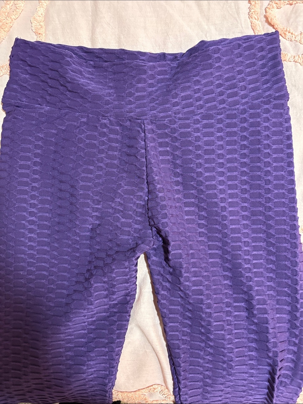 Purple Textured High-Waist Active leggings 3X scrunch butt style